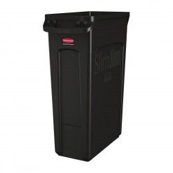 Collecteur de recyclage avec conduits d'aération Rubbermaid Slim Jim noir 87L
