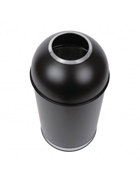 Poubelle dôme ouverte en acier Bolero noire 40L