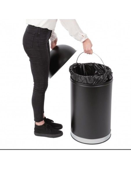 Poubelle dôme ouverte en acier Bolero noire 40L