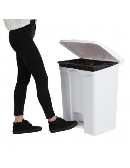 Poubelle de cuisine à pédale Jantex blanche 65L