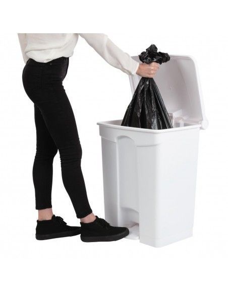 Poubelle de cuisine à pédale Jantex blanche 65L