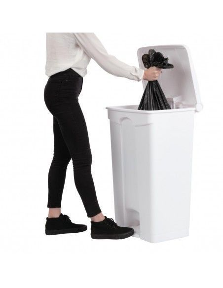 Poubelle de cuisine à pédale Jantex blanche 87L