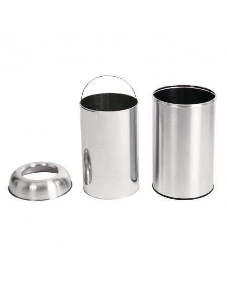 Poubelle dome inox ouverte Bolero 40L