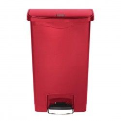 Poubelle à pédale frontale Rubbermaid Slim Jim rouge 50L