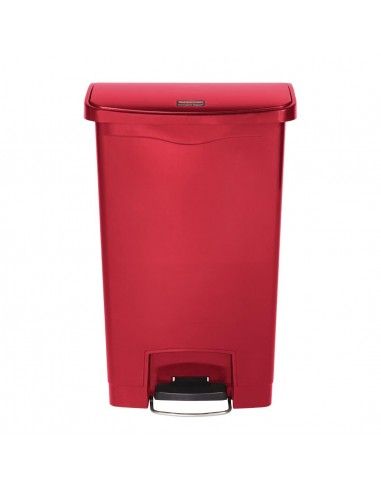 Poubelle à pédale frontale Rubbermaid Slim Jim rouge 50L