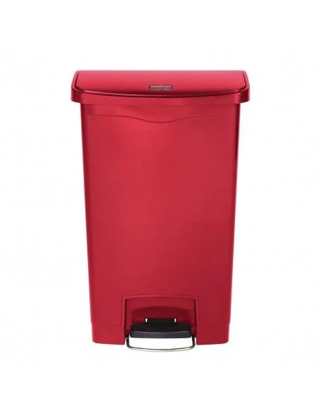 Poubelle à pédale frontale Rubbermaid Slim Jim rouge 50L