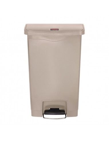 Poubelle à pédale frontale Rubbermaid Slim Jim beige 50L