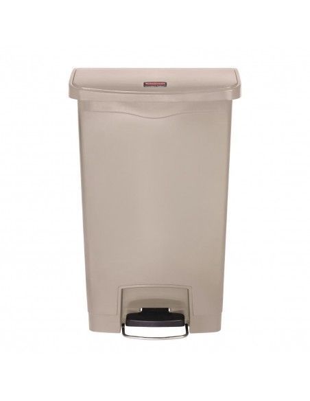 Poubelle à pédale frontale Rubbermaid Slim Jim beige 50L