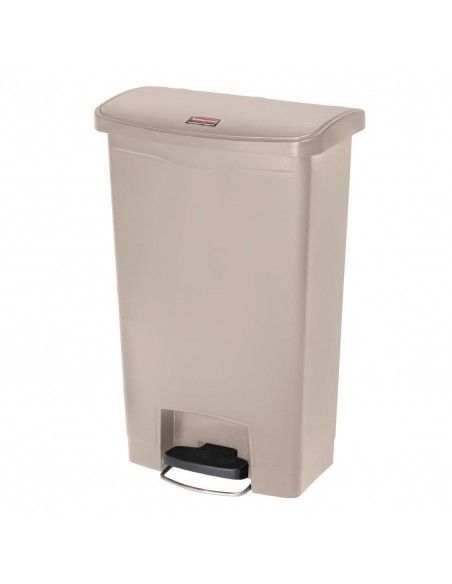 Poubelle à pédale frontale Rubbermaid Slim Jim beige 50L