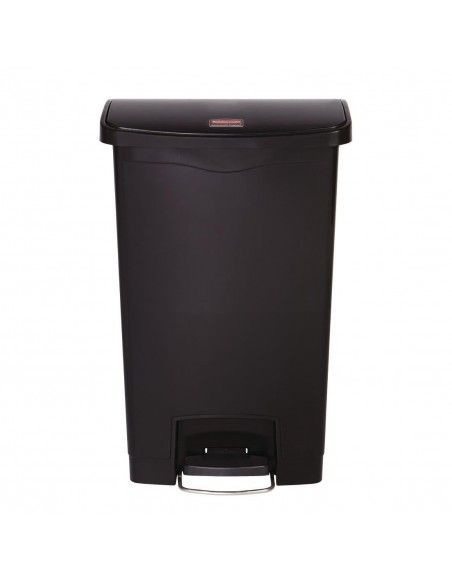Poubelle à pédale frontale Rubbermaid Slim Jim noire 50L
