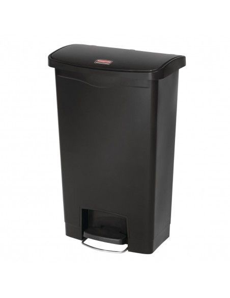 Poubelle à pédale frontale Rubbermaid Slim Jim noire 50L