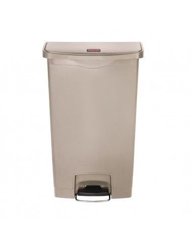 Poubelle à pédale frontale Rubbermaid Slim Jim beige 68L