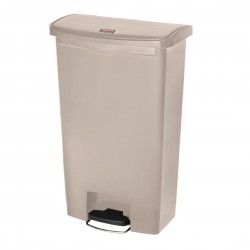 Poubelle à pédale frontale Rubbermaid Slim Jim beige 68L 2