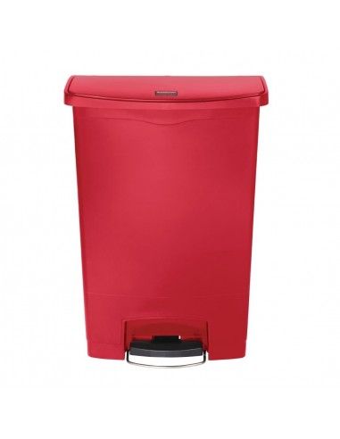 Poubelle à pédale frontale Rubbermaid Slim Jim rouge 90L