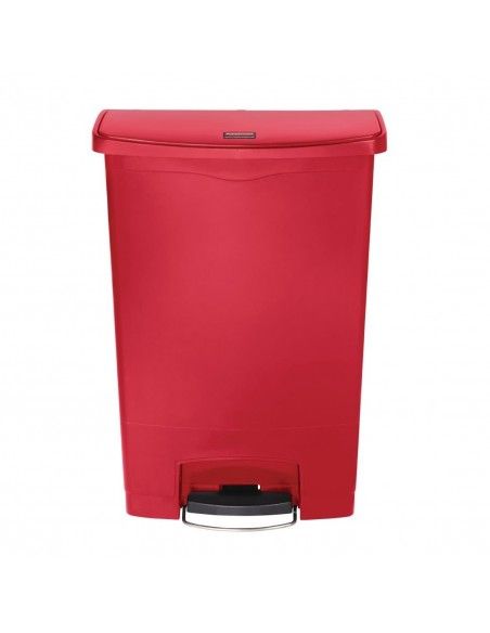 Poubelle à pédale frontale Rubbermaid Slim Jim rouge 90L