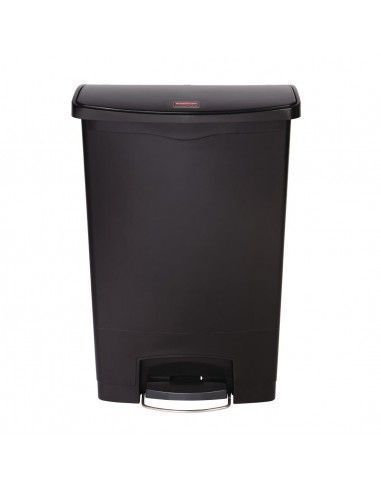 Poubelle à pédale frontale Rubbermaid Slim Jim noire 90L