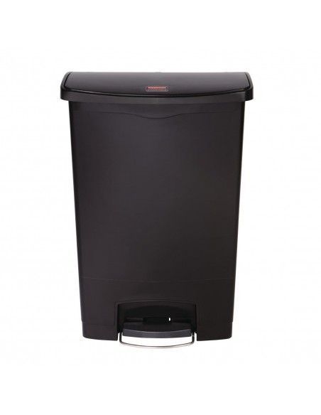 Poubelle à pédale frontale Rubbermaid Slim Jim noire 90L