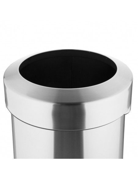 Poubelle en acier brossé Bolero avec couvercle ouvert 70L