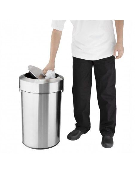 Poubelle en acier brossé Bolero avec couvercle basculant 70L