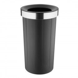 Poubelle ronde noire en polypropylène Bolero avec couvercle ouvert 60L 2