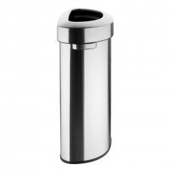Poubelle en D en acier brossé Bolero avec couvercle ouvert 86L 2