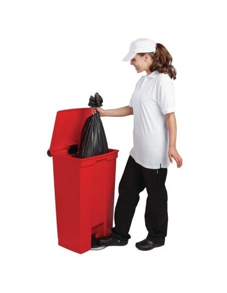 Conteneur à pédale Rubbermaid rouge 87L