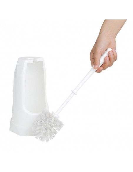 Brosse ronde et support WC Jantex blanc
