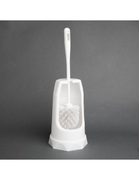 Brosse ronde et support WC Jantex blanc