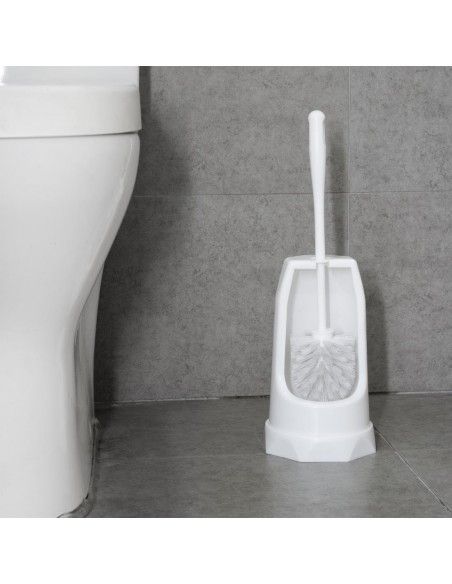 Brosse ronde et support WC Jantex blanc
