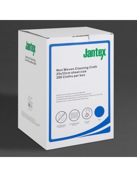 Chiffons de nettoyage compostables bleus Jantex Green (lot de 200)