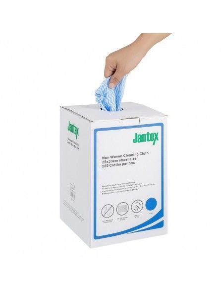 Chiffons de nettoyage compostables bleus Jantex Green (lot de 200)