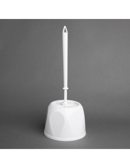 Ensemble brosse WC ronde et support Nisbets Essentials blanc