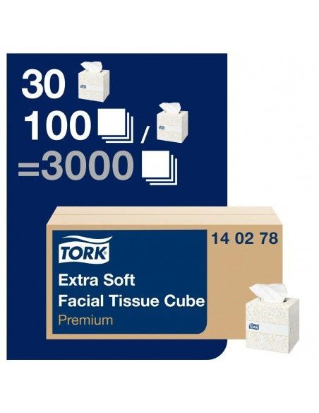 Boîtes cubes de mouchoirs extra doux 2 plis Tork Premium 2 plis (30x100)