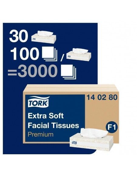 Boîtes rectangulaires de mouchoirs extra doux 2 plis Tork Premium 2 plis (30x100)