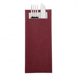 Pochettes à couverts bordeaux avec serviette blanche Europochette (lot de 500) 2