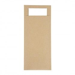 Pochettes à couverts kraft avec serviette blanche Europochette (lot de 500)