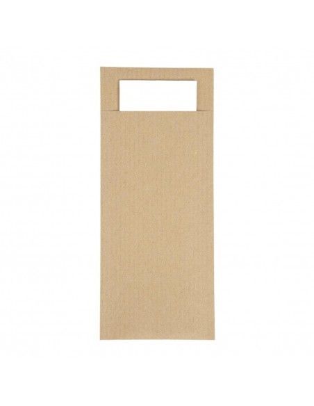 Pochettes à couverts kraft avec serviette blanche Europochette (lot de 500)