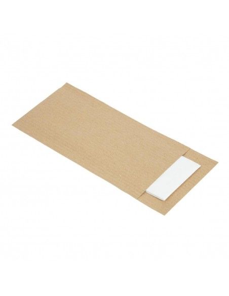 Pochettes à couverts kraft avec serviette blanche Europochette (lot de 500)