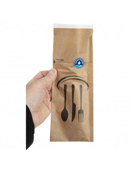 Pochettes à couverts en papier kraft recyclable et scellable (lot de 2000)