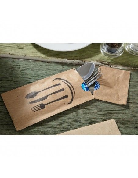 Pochettes à couverts en papier kraft recyclable et scellable (lot de 2000)