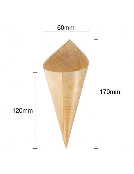 Cônes biodégradables en peuplier Fiesta Compostable 75x170mm (lot de 100)