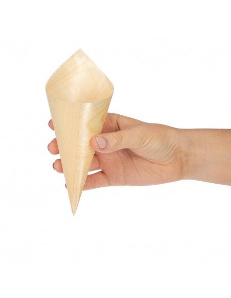 Cônes biodégradables en peuplier Fiesta Compostable 75x170mm (lot de 100)