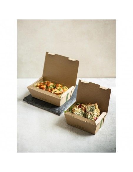 Boîtes alimentaires micro-cannelées compostables Vegware 110x150mm (lot de 300)