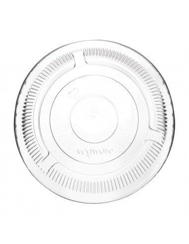 Couvercles plats PLA sans trou compostables pour gobelets boissons froides Vegware série 96 (lot de 1000)