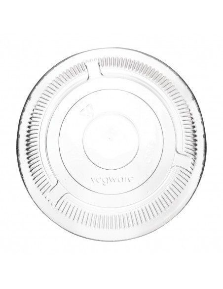 Couvercles plats PLA sans trou compostables pour gobelets boissons froides Vegware série 96 (lot de 1000)