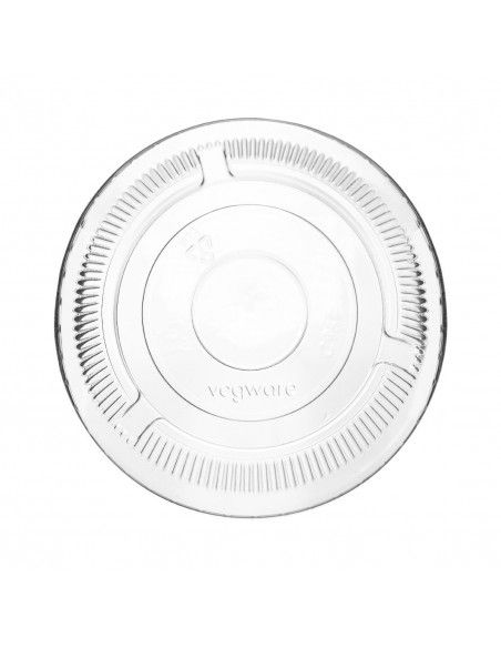 Couvercles plats PLA sans trou compostables pour gobelets boissons froides Vegware série 96 (lot de 1000)