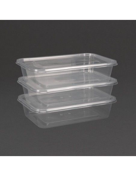 Petites boîtes en plastique micro-ondables avec couvercles Fiesta Recyclable 500ml (lot de 250)