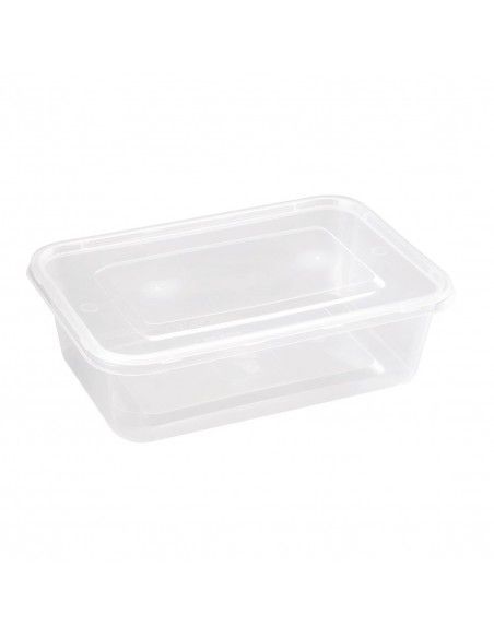 Boîtes moyennes en plastique micro-ondables avec couvercles Fiesta Recyclable 650ml (lot de 250)