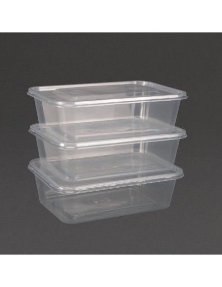 Boîtes moyennes en plastique micro-ondables avec couvercles Fiesta Recyclable 650ml (lot de 250)