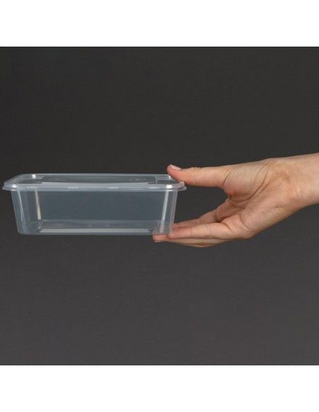 Boîtes moyennes en plastique micro-ondables avec couvercles Fiesta Recyclable 650ml (lot de 250)